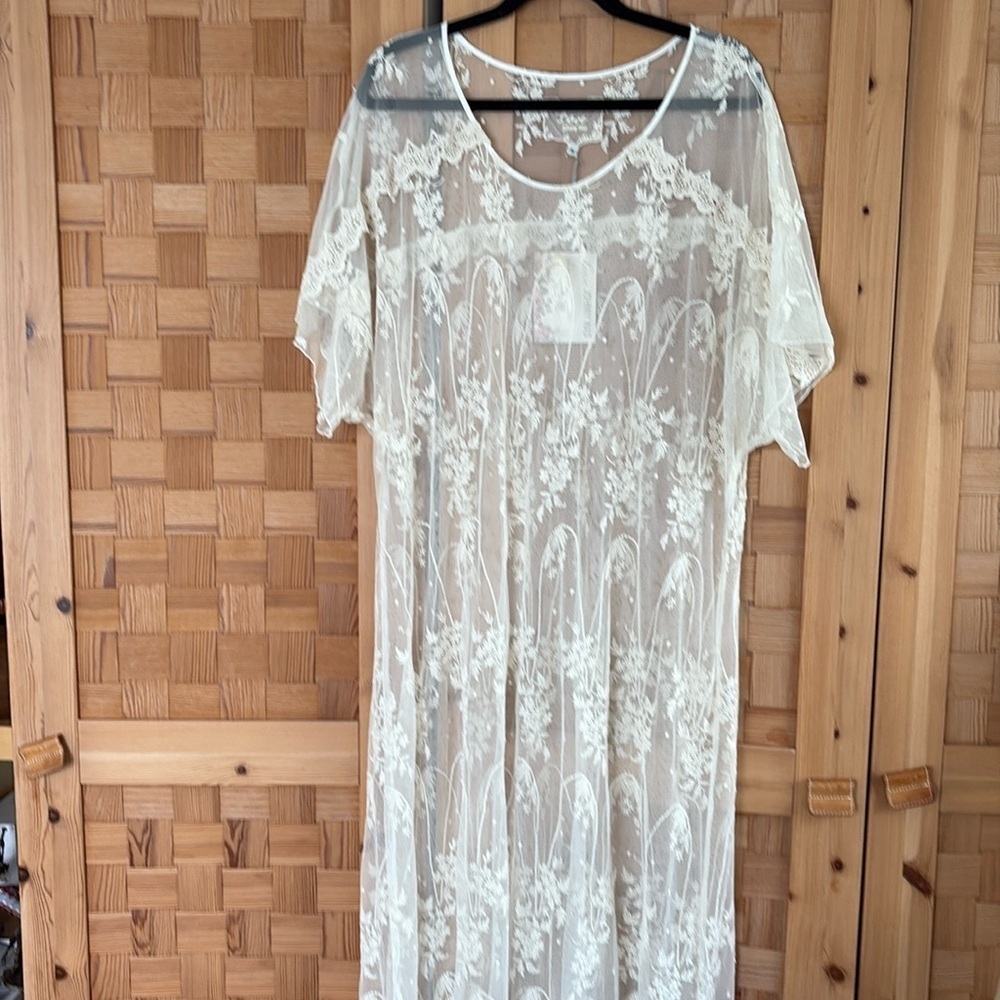 Johnny Was Gabriel Mesh Embroidered Kaftan XL